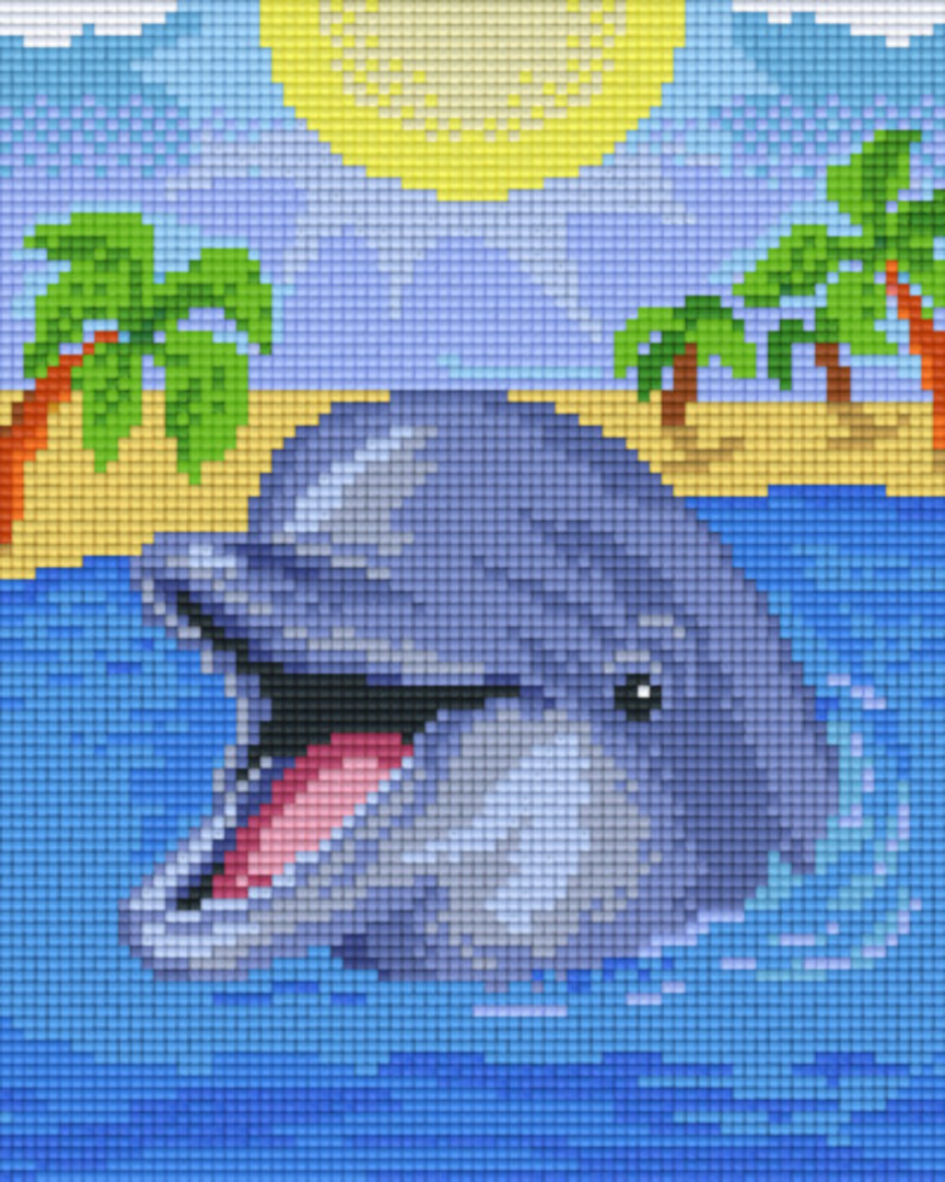 Dolphin Four [4] Baseplate PixelHobby Mini-mosaic Art Kit image 0
